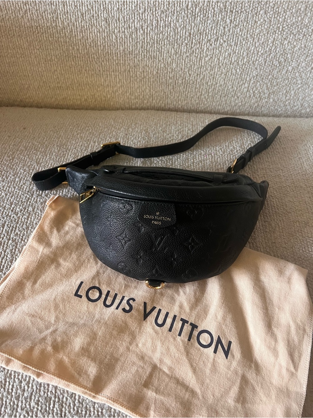 Louis Vuitton Black Embossed Empreinte Leather BumBag with Gold Hardware